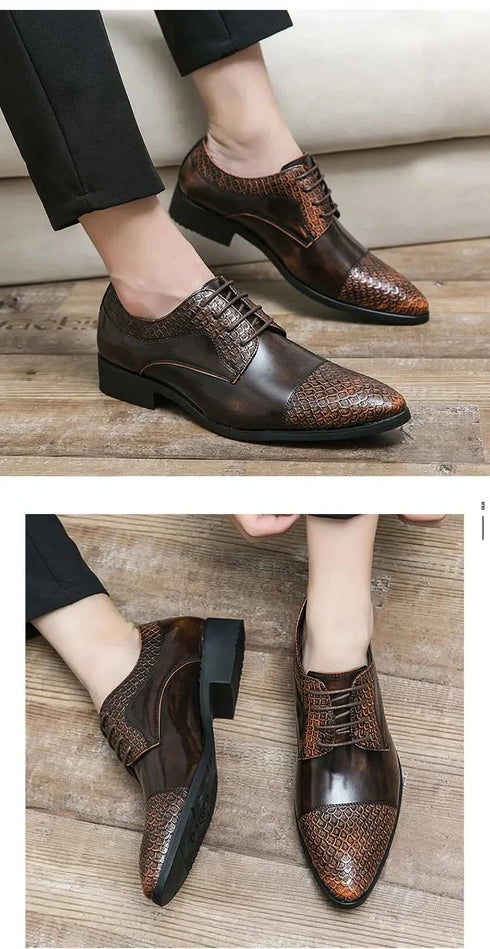 Men's Fashion Derby Shoes Lace-Up Business Office Dress Shoes for Weddings and Formal Events